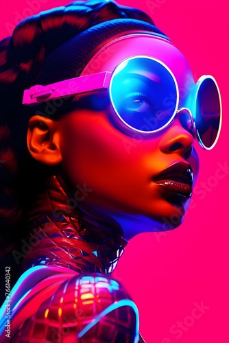 Glowing Light Neon: A Geometric-style Envisioning Cyberpunk Holograms photo