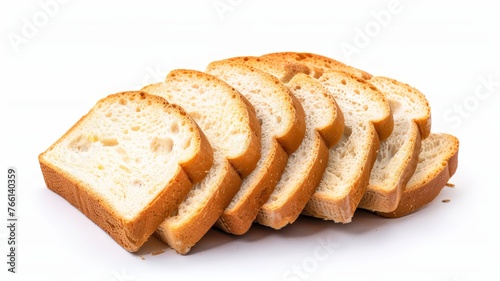 A pile of sliced bread pieces arranged on top of each other