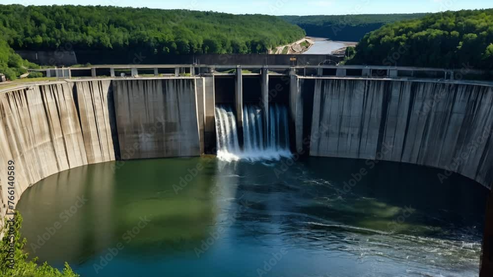 dam on the river, seamless looping 4k animation video background dam on the river, seamless looping 4k animation video background