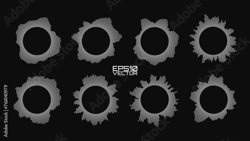 Virtual Assistant Voice Recognition Radial Wave Sound Lines. Circular Sound Equalizer Technology Background. AI Artificial Intelligence Deepfake Voice Generation Icon. Digital Audio Circles. Vector.