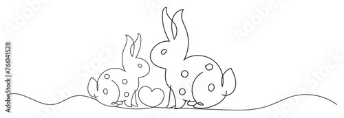 Easter rabbit vector design, line art style, black color. Vector illustration. EPS 10