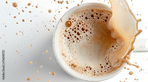 cappuccino foam splashing in white background