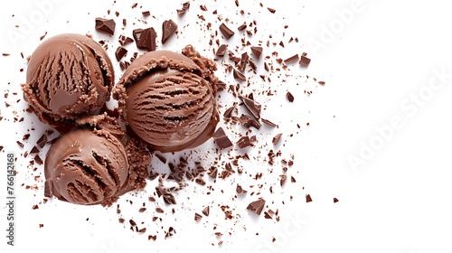 chocolate Ice cream scoop isolated on white background,