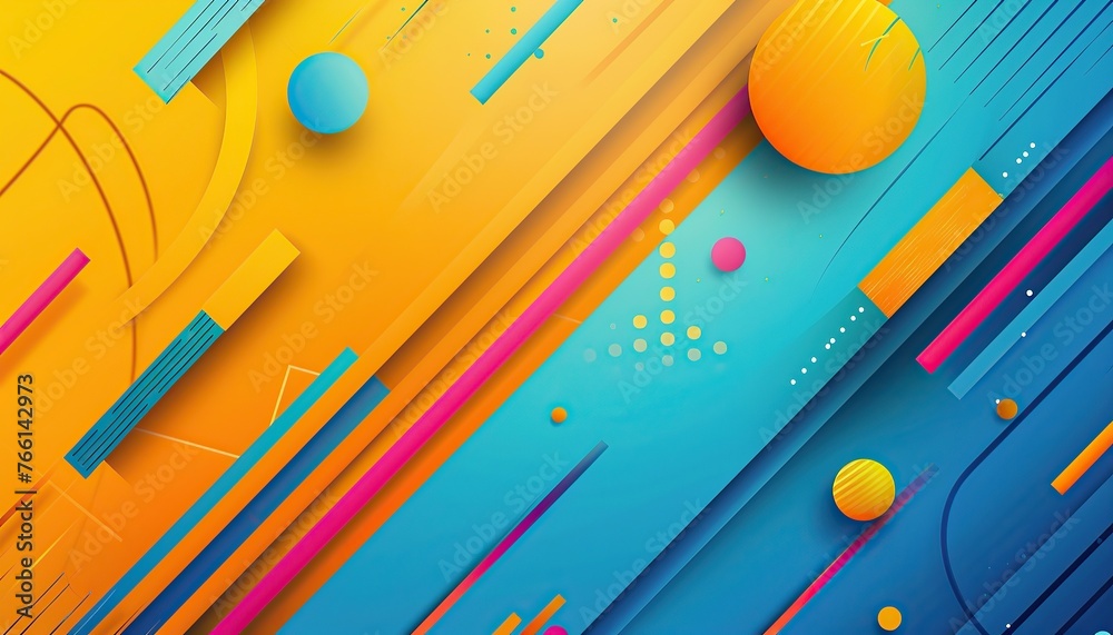 Abstract Vibrant Background with Yellow, Neon Light Blue, Bright Blue, Orange, and Pink Geometric Accents. Abstract Vibrant Background with Yellow, Neon Light Blue, Bright Blue, Orange, and Pink Geometric Accents.