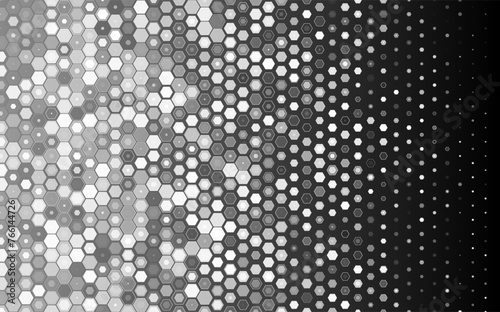 Black and White Hexagonal Geometry Pattern with Lines. Geometric Degrade Gradient Motif for Header, Poster, Flyer, Presentation. Vector Background. © ec0de