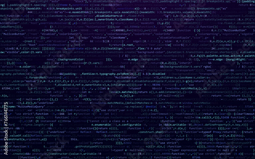 Software Web Developer Programming Code. Javascript Abstract Computer Script - Random Parts of Program Code. Vector Illustration.
