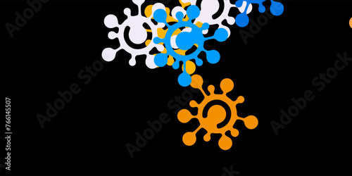 Dark blue, yellow vector texture with disease symbols.