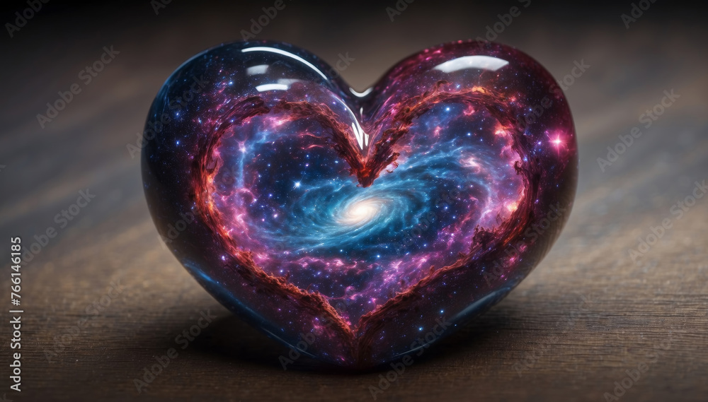 Heart shape in space with galaxy inside it, fantastic mystic background Heart shape in space with galaxy inside it, fantastic mystic background