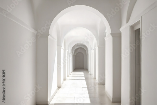 Timeless Architectural Passage Abstract Perspective of an Old White Corridor  Blending Ancient Charm with Modern Design