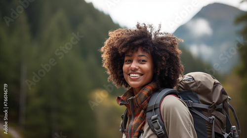 Black woman hiker enjoying nature 