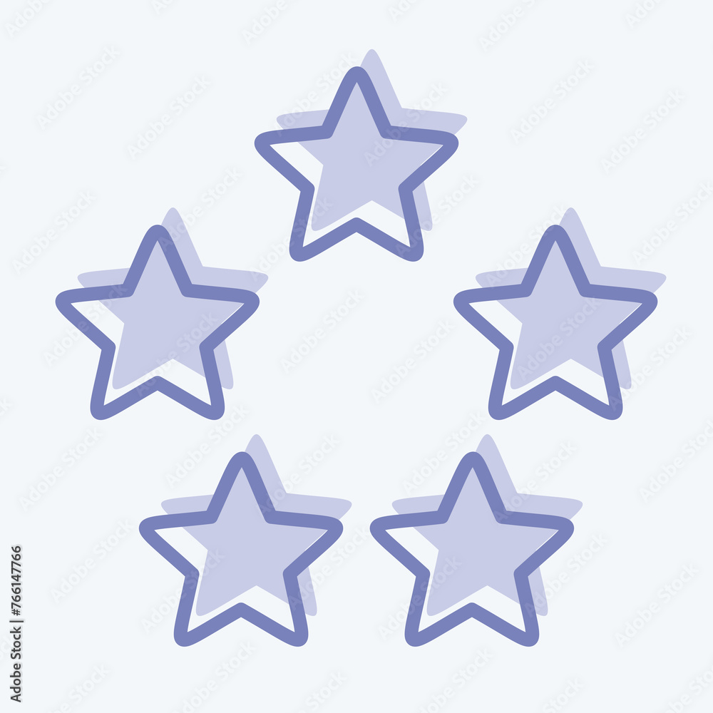 Icon Five Stars. related to Stars symbol. two tone style. simple design editable. simple illustration. simple vector icons Icon Five Stars. related to Stars symbol. two tone style. simple design editable. simple illustration. simple vector icons