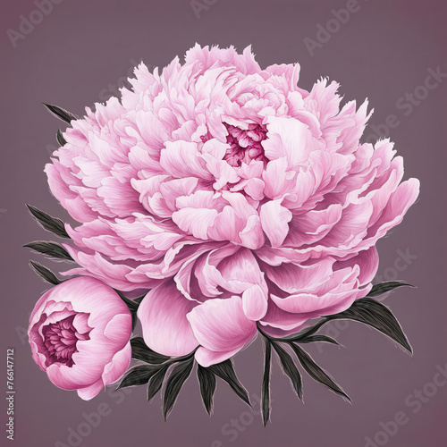 pink peony  lush summer flower  illustration. artificial intelligence generator  AI  neural network image. background for the design.