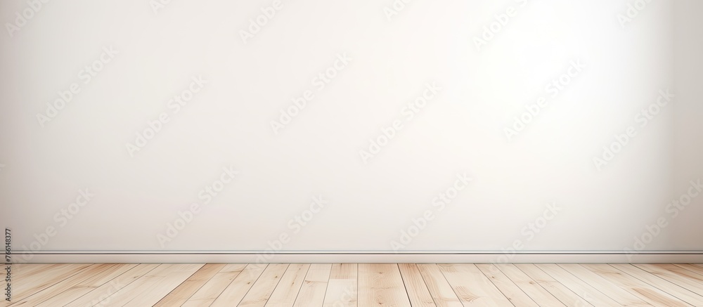 Simple and minimalistic empty room featuring two white walls and a wooden floor Simple and minimalistic empty room featuring two white walls and a wooden floor