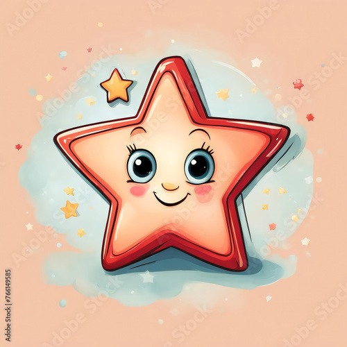 cute starfish, marine life, sea, illustration. artificial intelligence generator, AI, neural network image. background for the design.