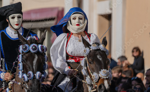 riders of the Sartiglia race directed by su componidori. photo