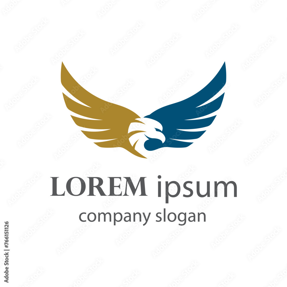 Eagle flapping wings logo illustration design