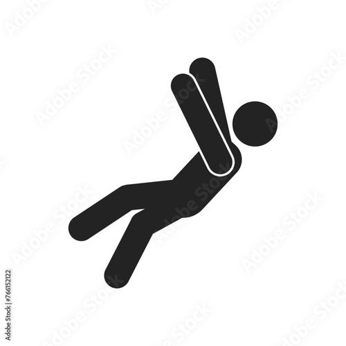 Isolated pictogram sign of man fall from high places, height risk, edge danger, safety sign