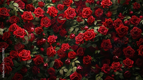 romantic red rose background is seamlessly looped ,Generative ai,
