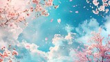 Spring background with sakura clouds ,Generative ai, 