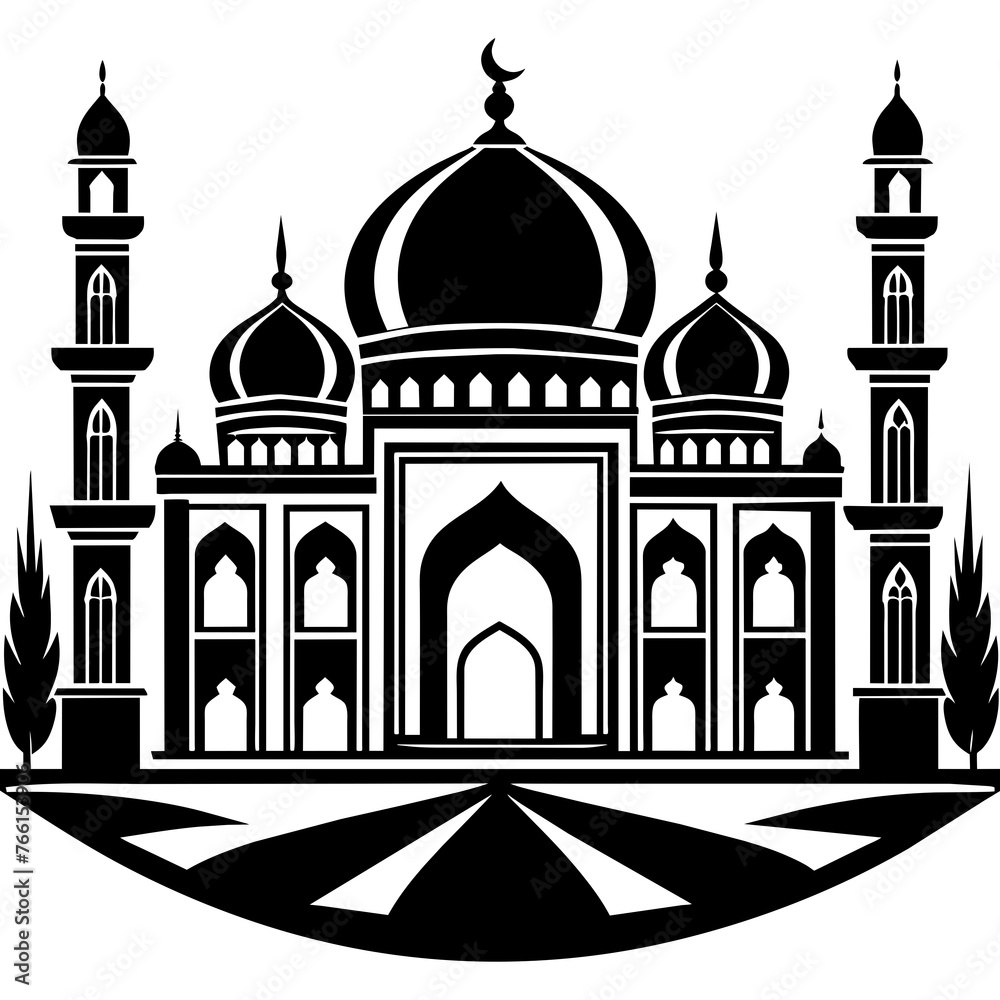 Graceful Minaret Iconic Silhouette for Islamic Mosque Logo