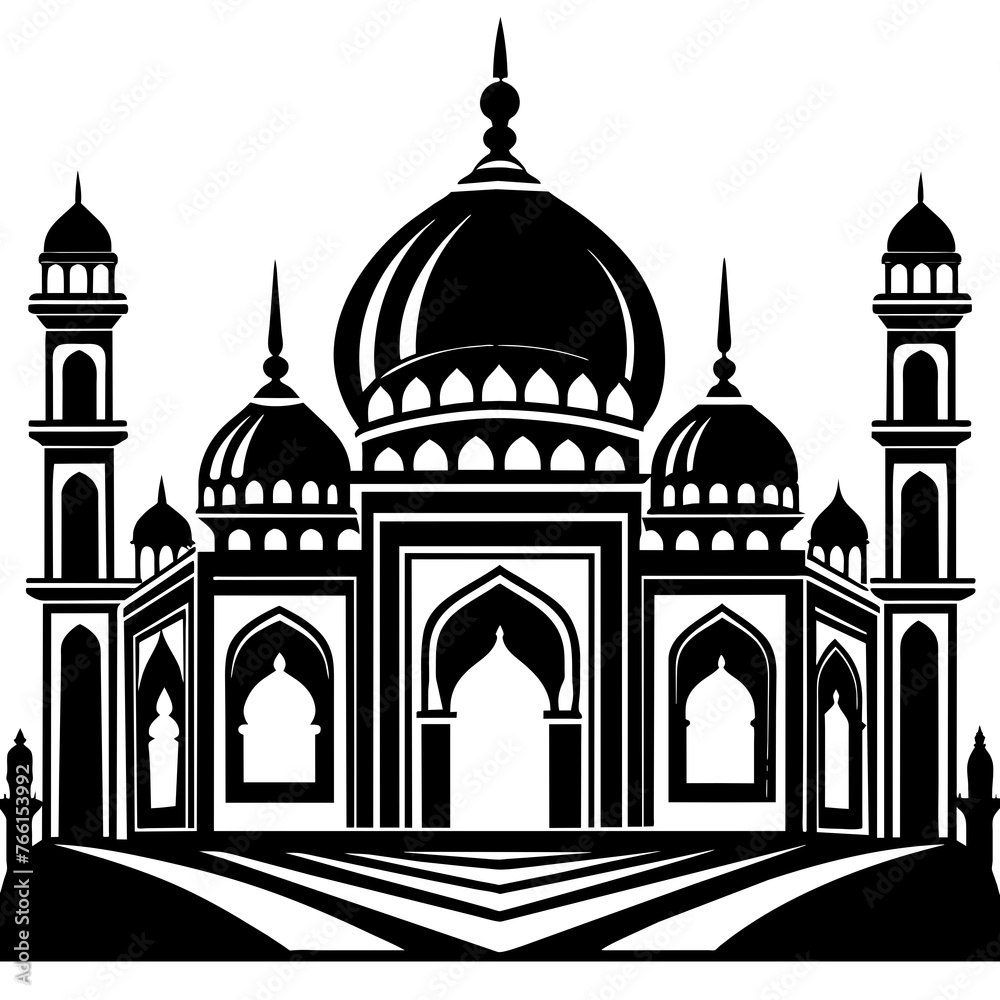 Graceful Minaret Iconic Silhouette for Islamic Mosque Logo