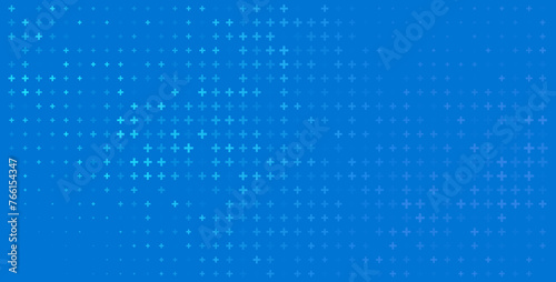 Blue Mathematical Plus Symbols Pattern. Math Design Elements Background. Medical Tech Background. Vector Illustration.