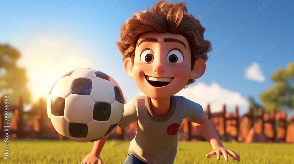 a cartoon character holding a football ball