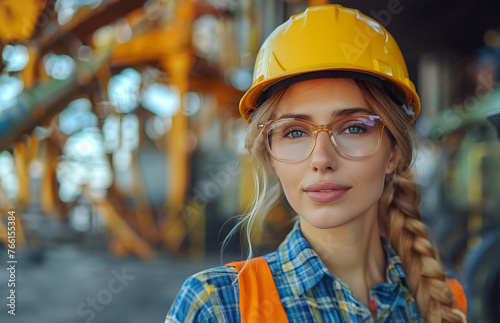 portrait of Female Civil Engineer in Project Details on Construction Site