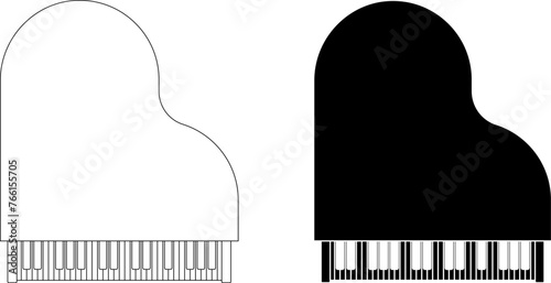 top view piano icon set