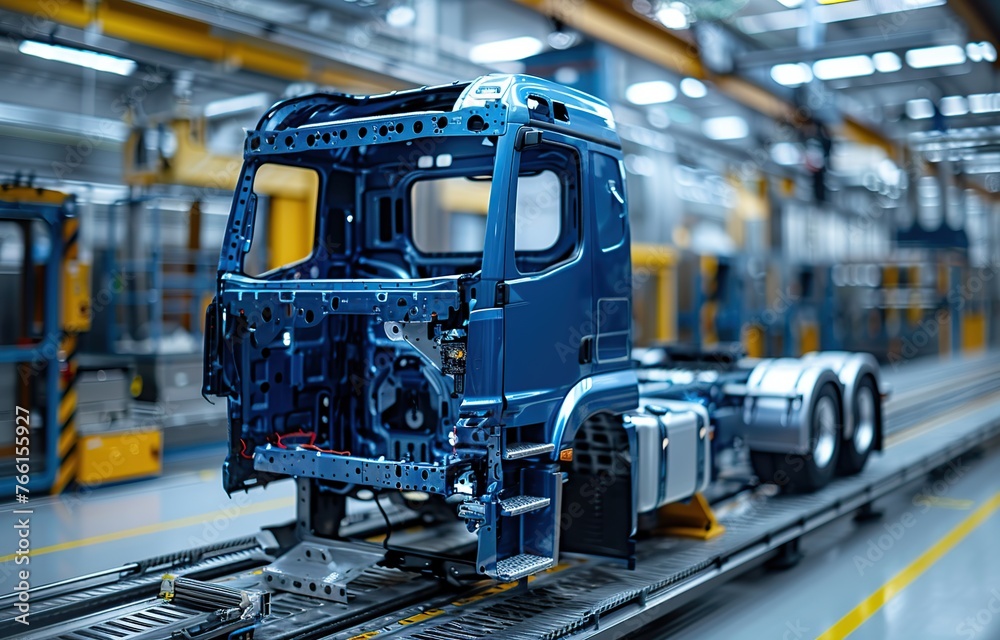 truck body manufacturing factory, assembly line, truck car assembly industry