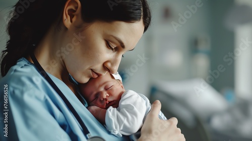 a woman holding a baby