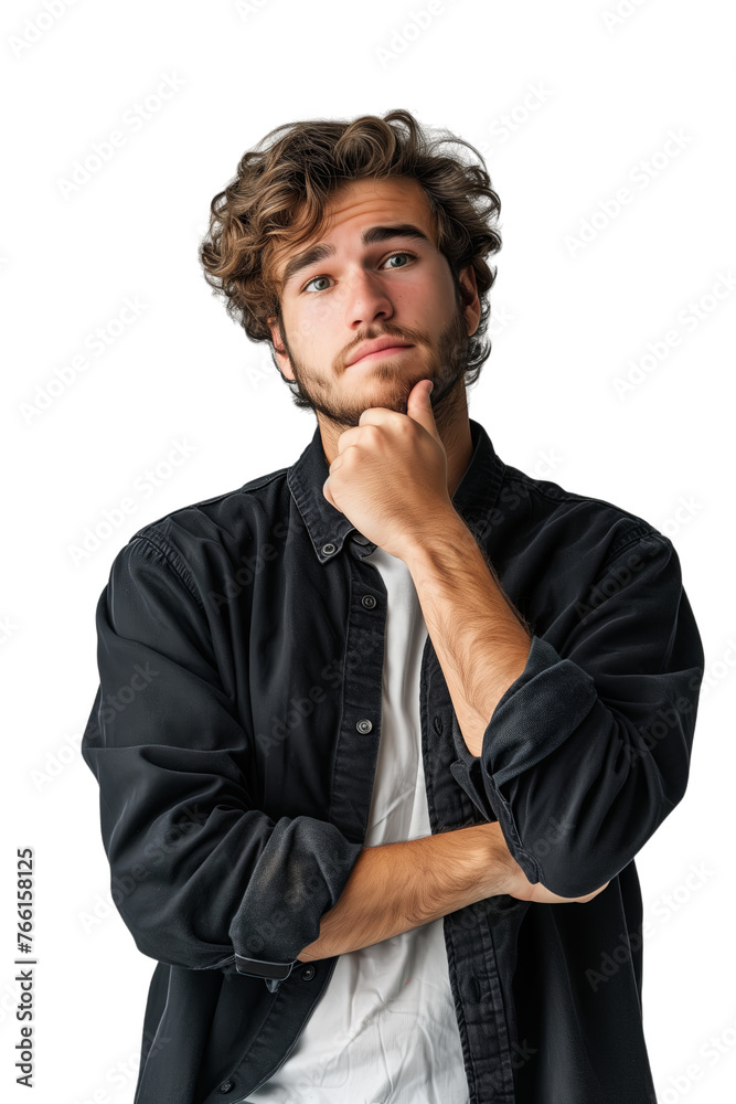 Man thinking on isolated on a transparent background Man thinking on isolated on a transparent background