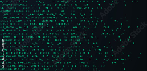 Green Binary Data Software Programming Code Background. Random Parts of Program Code. Digital Data Technology Concept. 1 0 Machine Code. Random Binary Data Matrix Wide Vector Illustration.