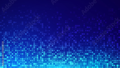 Digital Technology Colorful Blue Pixels Gradient Background. Digital Data Square Blue Pattern. Blue Digital Pixel Mosaic Pattern. Vector Illustration.
