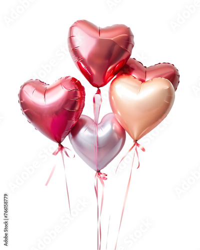 realistic red 3d heart balloons isolated on transparent background air helium balloon