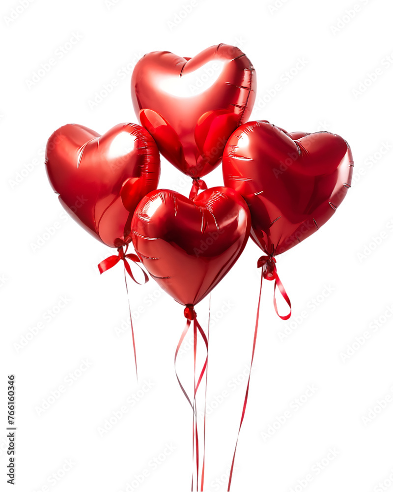 realistic red 3d heart balloons isolated on transparent background air ...