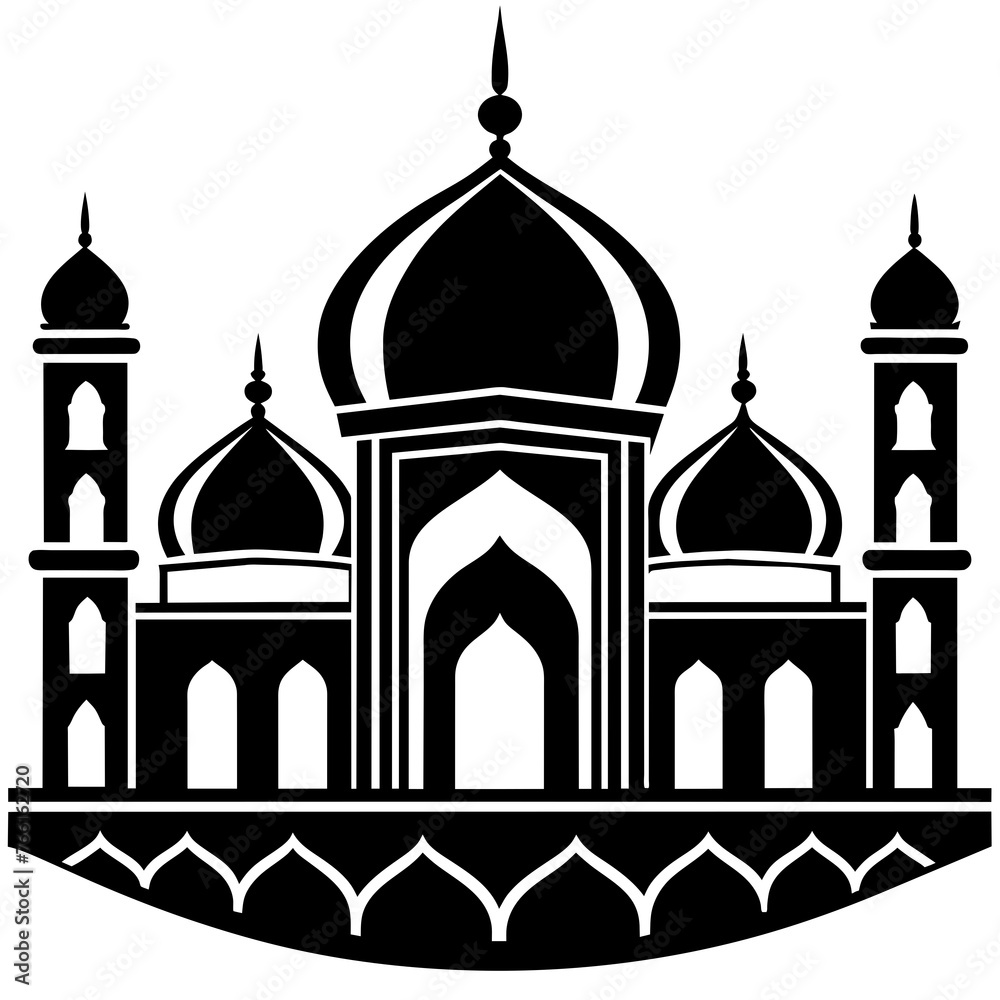 Beautiful Islamic Mosque Vector silhouette logo