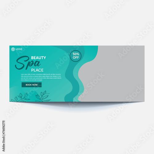 spa and beauty banner template. Spa, beauty, and massage social media post. Flat design vector with a photo space. Usable for social media, banner, and web internet