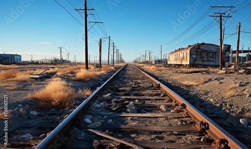 Abandoned Train Track in Remote Location