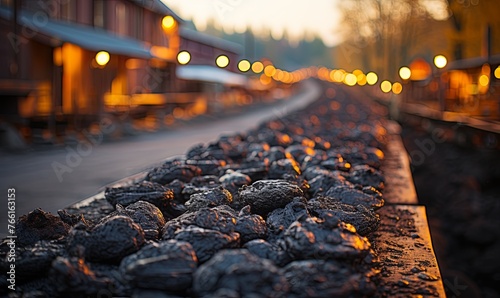 Train Track Covered With Rocks photo