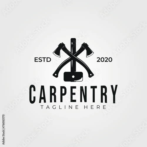 carpentry workshop logo vintage illustration design