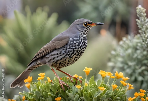A karoo thrush in a residential garden in South AfricA
 photo