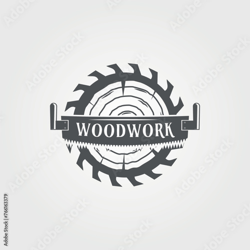 carpentry, sawmill logo vintage illustration design