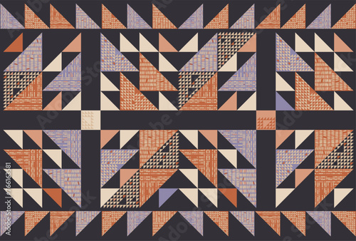 Quilt pattern.Triangle shape.Grey background.Geometric shape.Square pattern.Zigzag pattern.Seamless.Triangle shape.DIgital design.Illustration.Line.Design for skirt.Clothes.Carpet.Printing. Knitting 