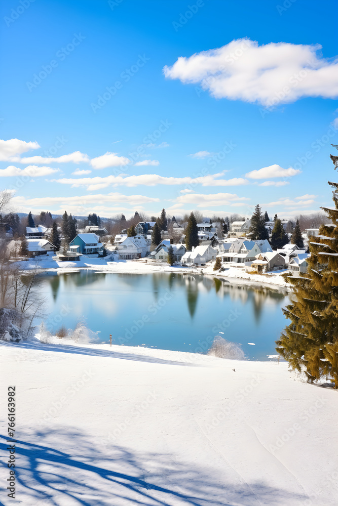 The Picturesque Serenity of Ajax, Canada during Winter Season: An Aerial Panoramic View