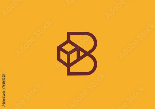Letter b box logo,B box from b alphabet inspiration design.