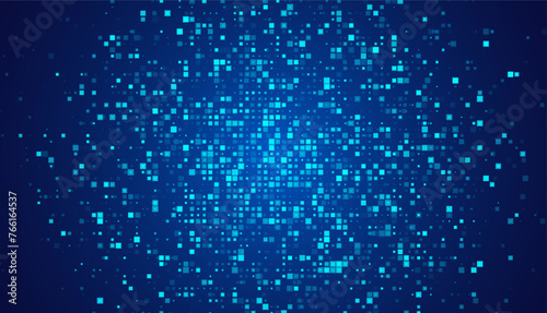 Digital Pixel Explosion. Abstract Virtual Cyber Space Data Flow. Halftone Pixel Effect Round Explosion. Vector Illustration.
