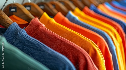 Colorful Casual Shirts on Hangers. Generative AI