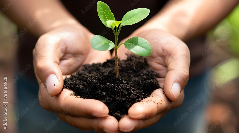 Hands Embracing the Promise of New Life - A Sustainable Growth Concept Hands Embracing the Promise of New Life - A Sustainable Growth Concept