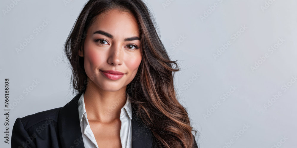 Diverse Polynesian businesswoman portrait with a clean background for text Diverse Polynesian businesswoman portrait with a clean background for text